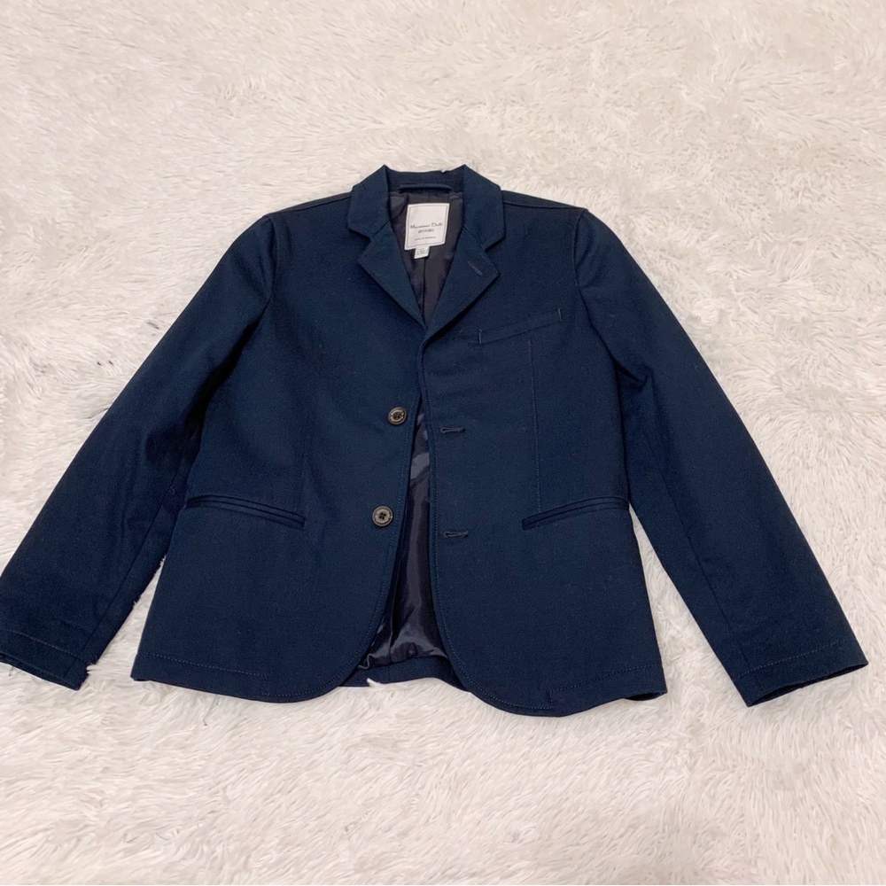 Massimo Dutti Dark Blue boy long sleeve two button Blazer suit jacket navy blue‎